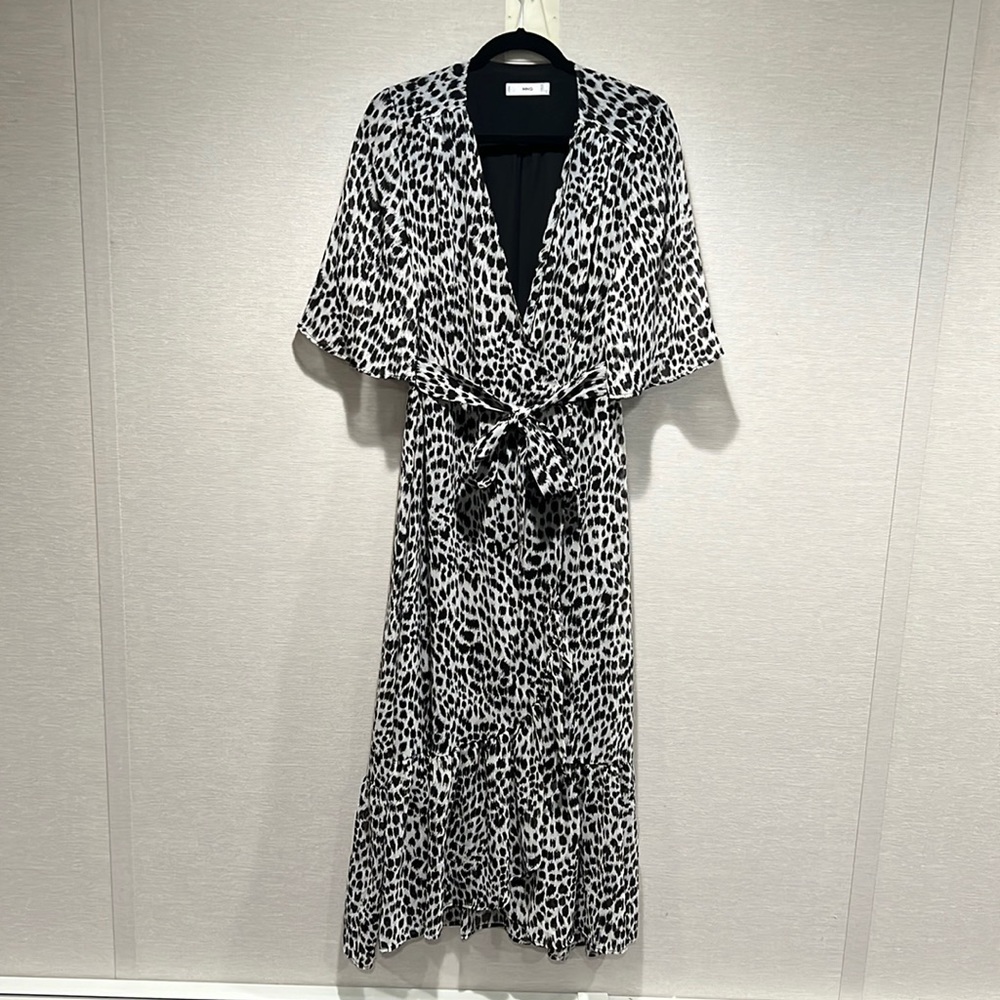 Mango Leopard Maxi dress with belt
